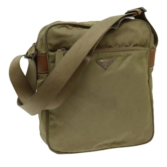 PRADA Shoulder Bag Nylon Beige Auth 70211 - Picture 1 of 14